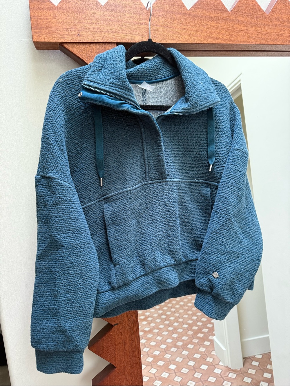 Women’s Blue Quarter-Zip Pullover Sweater- Calla